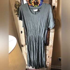 Vintage Spencer Alexis gray crinkle dress with pockets stretchy women’s size 16